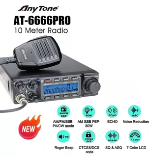 AnyTone AT-6666PRO 10/11 Meter Mobile Radio. 80W High Power Mobile Transceiver.