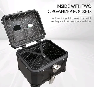 New Aluminium Motorcycle Topbox 45L- Quick release. With mounting plate and all fittings