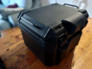 Motorcycle Topbox 45L- With mounting plate and all fasteners- Built in backrest