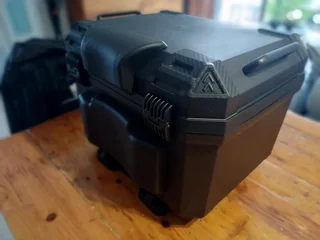 Motorcycle Topbox 45L- With mounting plate and all fasteners- Built in backrest