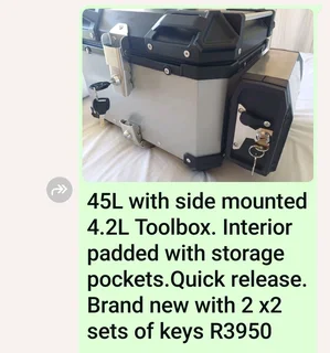 Motorcycle Topboxes- Various models and sizes- best prices in SA-From R850 to R3950