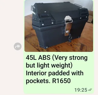 Motorcycle Topboxes- Various models and sizes- best prices in SA- From R850 to R3950