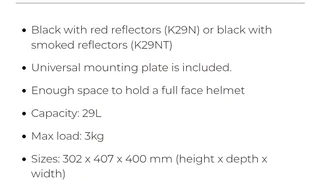 New Kappa K29N Motorcycle Topbox with mounting plate and all fittings