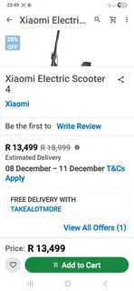 Xiaomi 4 Electric Folding Scooter- Brand new- only ridden 25kms(Takealot is R13,499)