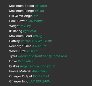 InMotion Air Pro 750 Watt eScooter- As new- only ridden &#43;-60kms (Bargain price)