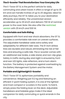 eScooter- E-Twow GT SL scooter- Almost new- Only 500kms