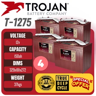 Trojan T1275 12V 150Ah Golf Cart Deep Cycle Battery x4