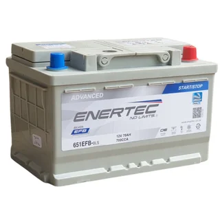 Enertec Silver 651 EFB,12v, 70Ah, 700CCA, RHP Stop/Start Car Battery