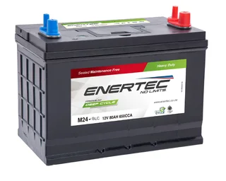 Enertec Blue M24mf, 12v, 80ah, 650cca, Deep Cycle Battery