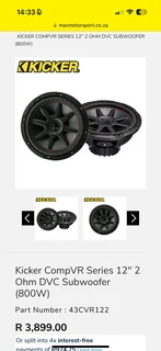 Kicker 12inch subwoofer with box R2600