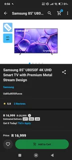 Samsung 85 inch U8050F 4K Crystal UHD Smart TV 2025