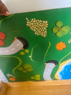 Kids lego table and train or car play table wood