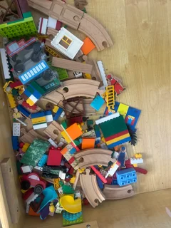 Kids lego table and train or car play table wood