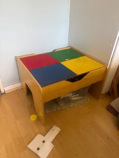 Kids lego table and train or car play table wood