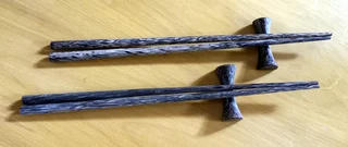 Hand Crafted 2 pairs of Boxed Thai Coco Palm Wood Chopsticks with rests (Reusable)