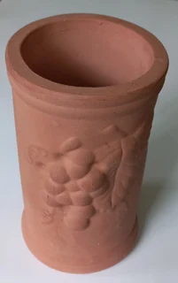 Wine Bottle Cooler in Terracotta Clay with Grape Vine decoration