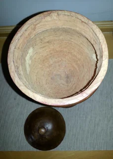 Beautiful African Tribal Art - Large Hand Carved Wooden Ceremonial Urn/Vessel/Cup with Lid