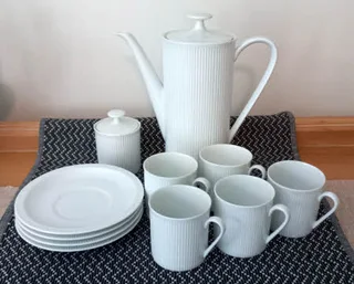 Vintage ARZBERG - Athena White 11 piece Porcelain Coffee Set made Germany - LIKE NEW