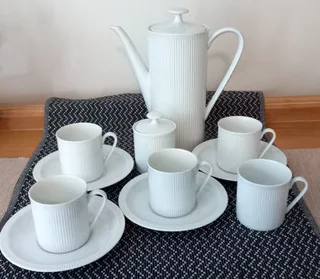 Vintage ARZBERG - Athena White 11 piece Porcelain Coffee Set made Germany - LIKE NEW