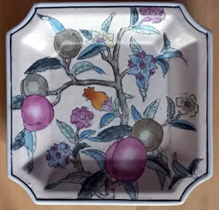 Beautiful Vintage WBI Decorative Fruit Design Square Plate - Chinese Pottery