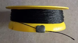 x4 Yellow Kite/Fishing Spools/Reels with Black Multi Thread Nylon Cord