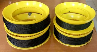 x4 Yellow Kite/Fishing Spools/Reels with Black Multi Thread Nylon Cord