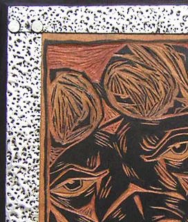 2 Unique, Original Woodcut Block Wildlife Artworks of African Buffalo and Baboon by SA Artist