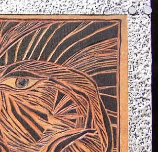 2 Unique, Original Woodcut Block Wildlife Artworks of African Buffalo and Baboon by SA Artist