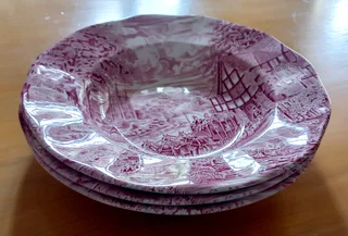 LOT of 3 Vintage Enoch Wedgewood - Pink ‘Scottish Lochs’ Soup Bowls