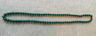 VTG 70/80s Handmade Natural African Malachite 42cm Long Necklace with Round Beads (144g)