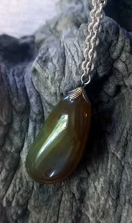 Genuine Natural Agate/Carnelian Stone with Gold tone Metal Chain Necklace