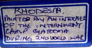 Vtg WWII 40s Watercolour Landscape Painting by Italian Internee Internment Camp S Rhodesia