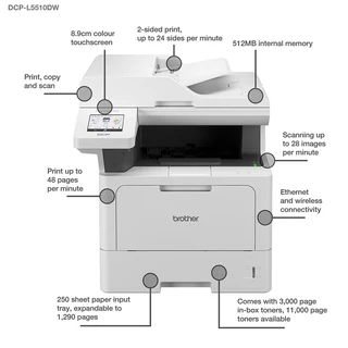 Brother DCP-L5510DW Multi-Function Mono Laser Printer