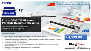 Epson DS-80W Wireless Portable Scanner