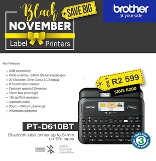 Brother PT-D610BT Label Printer