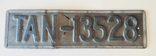 Old Vintage South African Number Plate Tan-13528