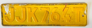 Old Vintage South African Number Plate Jjk 764 T