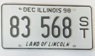 Old Vintage American Illinois Metal Number Plate