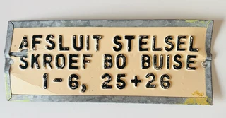 Old Vintage South African Warning Metal Plate