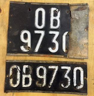 Vintage Black And White Metal Number Plates