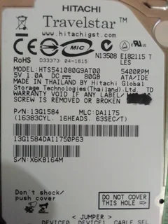 80GB Hard Drive For Laptops or Desktop PC