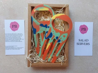 The Pink Badger Resin Salad Servers