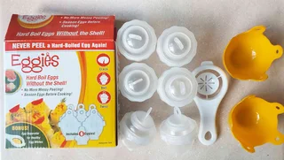 Eggies set + 2 x silicone egg poachers
