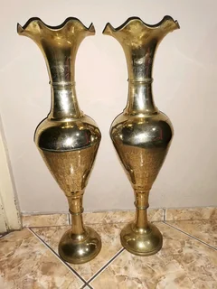 Two Extra Large Indian Brass Vases