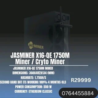 Jasminer X16-qe 1750m Miner / Cryto Miner