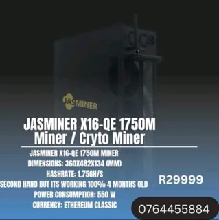 Jasminer X16-qe 1750m Miner / Cryto Miner