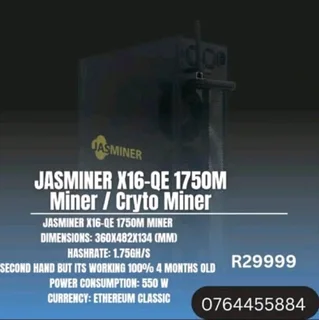 Jasminer X16-qe 1750m Miner / Cryto Miner