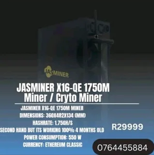 Jasminer X16-QE 1750M Miner / Cryto Miner