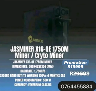Jasminer X16-QE 1750M Miner / Crypto miner / investment /business