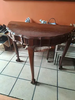 Imbuia Ball and Claw Half-moon Table